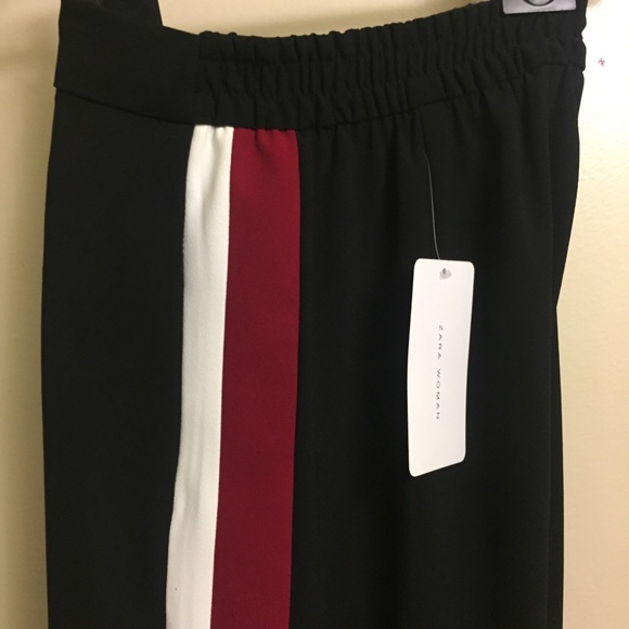 ZARA BLOGGERS FAVBlack w/Red Stripe Trousers - Picture 6 of 8